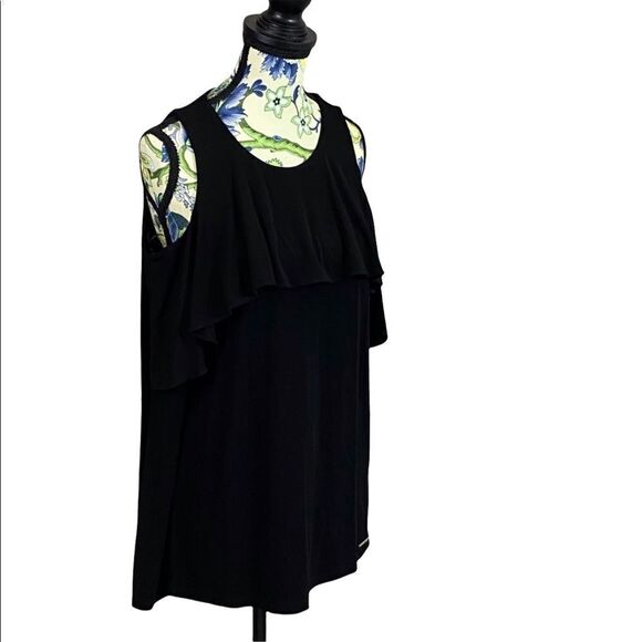 Michael Kors Black Ruffle Cold Shoulder Top NWT - Picture 1 of 6